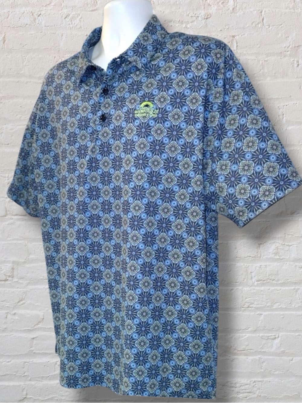 Callaway Opti-Dri Golf Polo Men’s XL Blue Geometric Pattern Short Sleeve